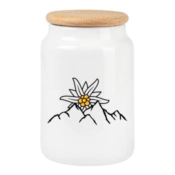 Fleur de montagne du soleil Edelweiss - Boîte à biscuits avec couvercle en bois - blanc - Devant
