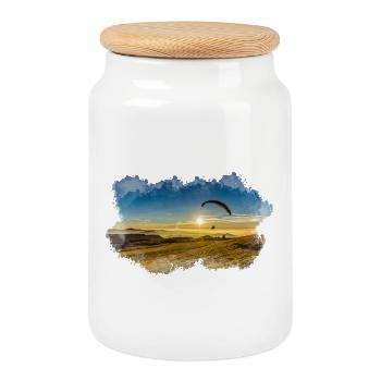 Paragliding Wasserkuppe - Cookie Jar with Wooden Lid - white - Front