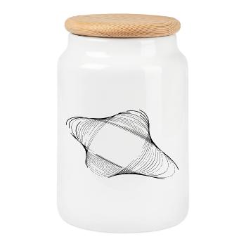The extra imperfect geometric shape - Cookie Jar with Wooden Lid - white - Front