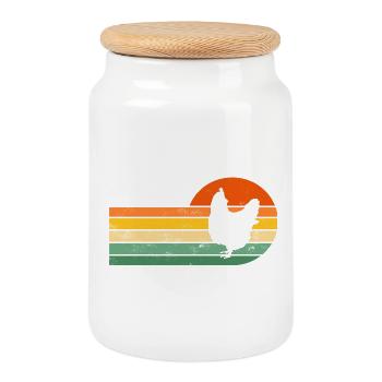 Poulet poules - Boîte à biscuits avec couvercle en bois - blanc - Devant