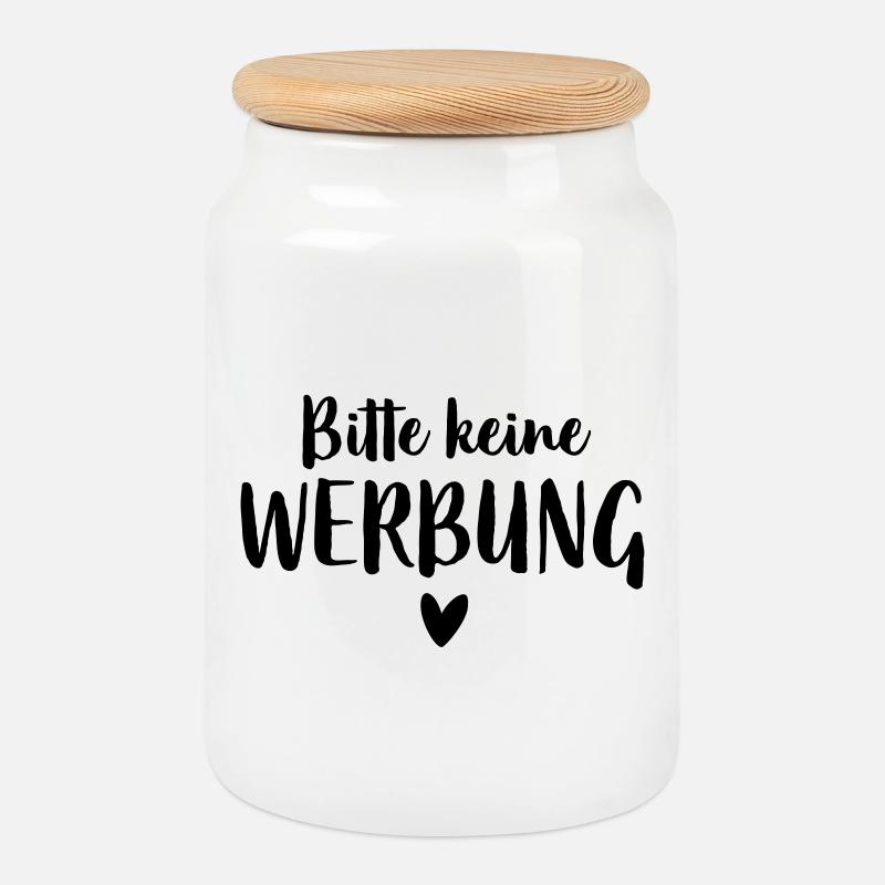 Bitte keine Werbung Herz Briefkasten - Keksdose mit Holzdeckel - Weiß