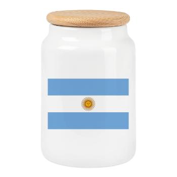 sticker flag of Argentina Aufkleber Argentinien - Cookie Jar with Wooden Lid - white - Front
