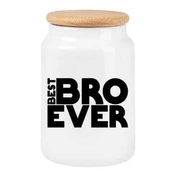 Best BRO ever - Boîte à biscuits avec couvercle en bois - blanc - Devant