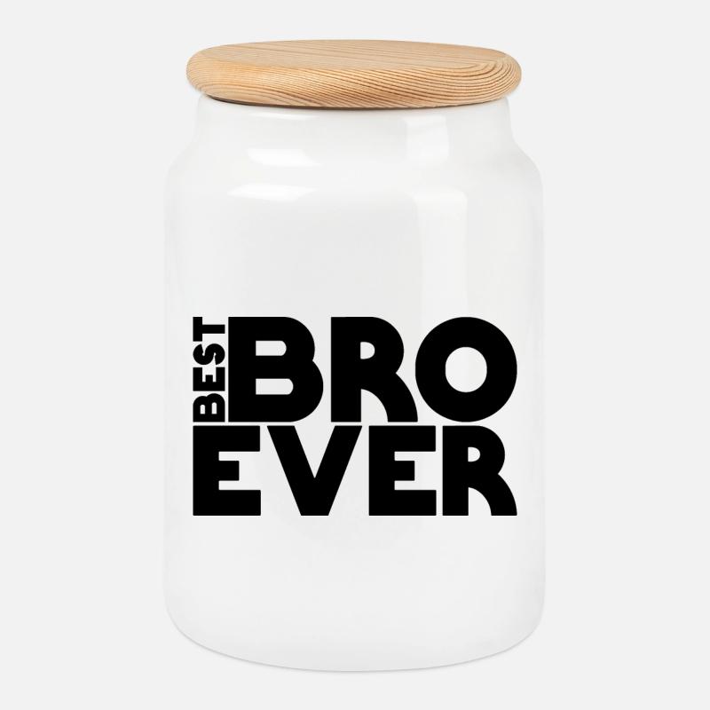 best BRO ever - Cookie Jar with Wooden Lid - white