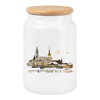 Dresden - Keksdose mit Holzdeckel - Weiß - Vorne