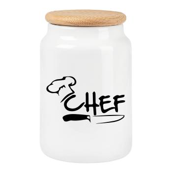Chefkoch - Keksdose mit Holzdeckel - Weiß - Vorne