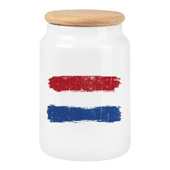 Drapeau néerlandais coups de pinceau - Boîte à biscuits avec couvercle en bois - blanc - Devant