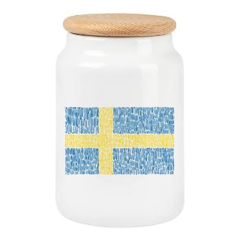 Schweden Flagge - Keksdose mit Holzdeckel - Weiß - Vorne