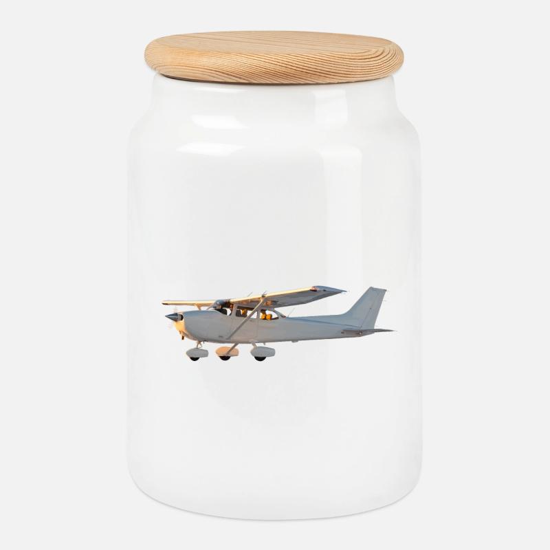 Cessna - Keksdose mit Holzdeckel - Weiß