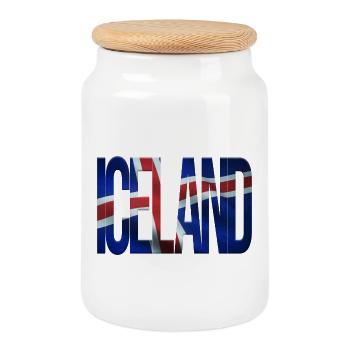 Design islandais avec motif de drapeau - Boîte à biscuits avec couvercle en bois - blanc - Devant
