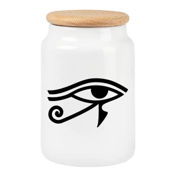 Œil de Horus Hiéroglyphe égyptien - Boîte à biscuits avec couvercle en bois - blanc - Devant