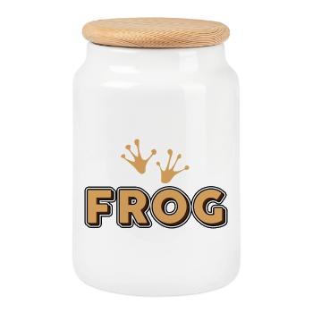 Frosch - Keksdose mit Holzdeckel - Weiß - Vorne