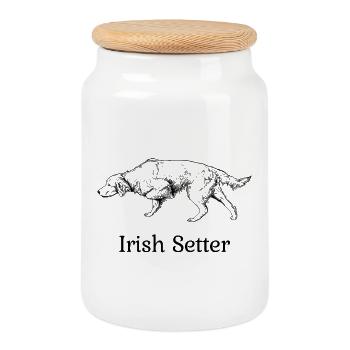 Irish Setter ci-dessus - Boîte à biscuits avec couvercle en bois - blanc - Devant