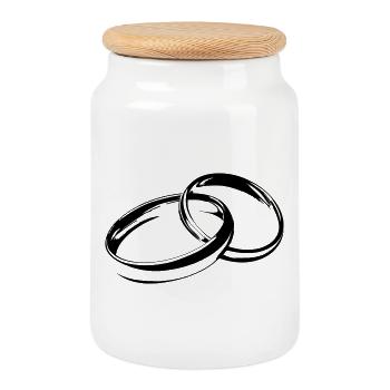 Alliances Bagues de mariage Bagues de mariage - Boîte à biscuits avec couvercle en bois - blanc - Devant