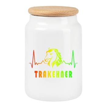Trakehner Pferde Herzfrequenz Design - Keksdose mit Holzdeckel - Weiß - Vorne