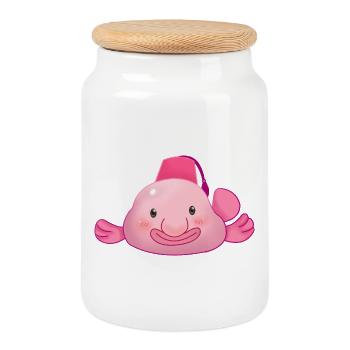 Blobfisch - Boîte à biscuits avec couvercle en bois - blanc - Devant