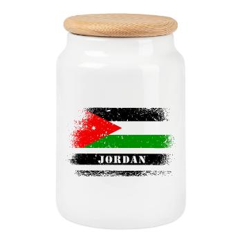 Drapeaux Jordan - Boîte à biscuits avec couvercle en bois - blanc - Devant