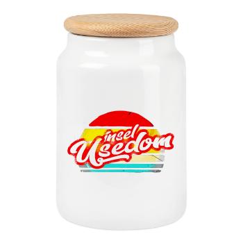 île usedom chemise rétro vintage autocollant autocollant - Boîte à biscuits avec couvercle en bois - blanc - Devant