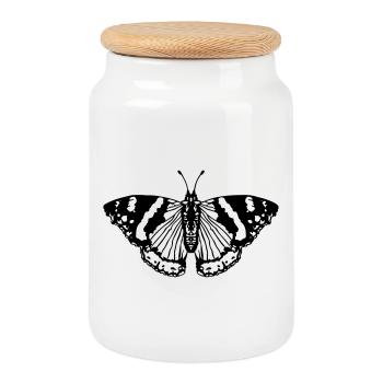 Papillon papillon - Boîte à biscuits avec couvercle en bois - blanc - Devant