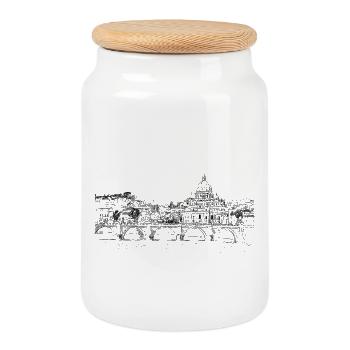 Rome - Boîte à biscuits avec couvercle en bois - blanc - Devant