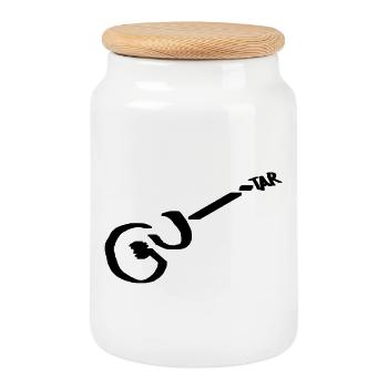 Guitare Picto noir - Boîte à biscuits avec couvercle en bois - blanc - Devant