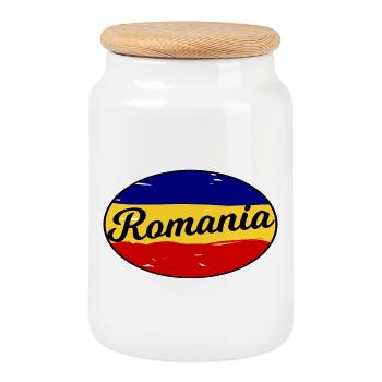 Les couleurs de la Roumanie - Boîte à biscuits avec couvercle en bois - blanc - Devant