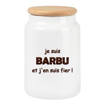 fier d être barbu - Boîte à biscuits avec couvercle en bois - blanc - Devant