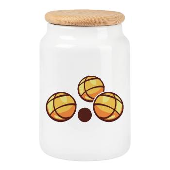 Boules de boules pour joueurs de pétanque - Boîte à biscuits avec couvercle en bois - blanc - Devant