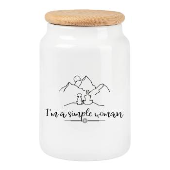 Simple Woman Nature Dogs - Cookie Jar with Wooden Lid - white - Front