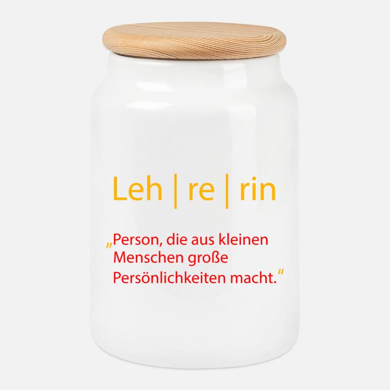 Lehrerin - Keksdose mit Holzdeckel - Weiß
