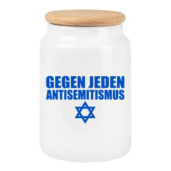 Gegen jeden antisemitismus - Keksdose mit Holzdeckel - Weiß - Vorne