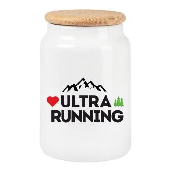 Ultra Running – My Love - Cookie Jar with Wooden Lid - white - Front