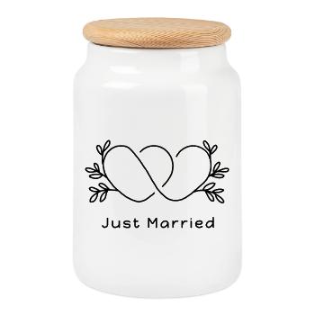 Abstract color explosion on dark background - Cookie Jar with Wooden Lid - white - Front