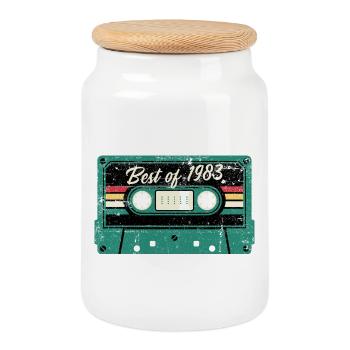 Le meilleur de 1983 Cassette rétro - Boîte à biscuits avec couvercle en bois - blanc - Devant