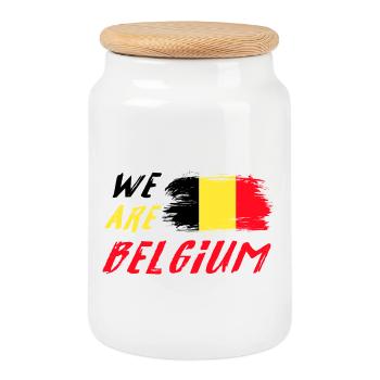 Nous sommes la Belgique - Boîte à biscuits avec couvercle en bois - blanc - Devant