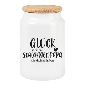 Schlange Schlangenpapa Haustier Reptil Geschenk - Keksdose mit Holzdeckel - Weiß - Vorne