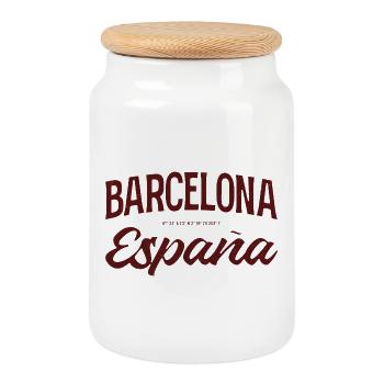 Barcelone - Boîte à biscuits avec couvercle en bois - blanc - Devant