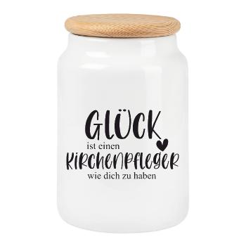 Kirchenpfleger Kirche Ehrenamt Bedanken Geschenk - Keksdose mit Holzdeckel - Weiß - Vorne