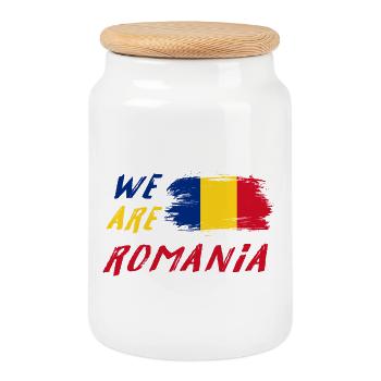 We are Romania - Cookie Jar with Wooden Lid - white - Front