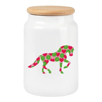 La chance des chevaux - Boîte à biscuits avec couvercle en bois - blanc - Devant