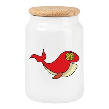 Baleine au regard hypnotisant - Boîte à biscuits avec couvercle en bois - blanc - Devant