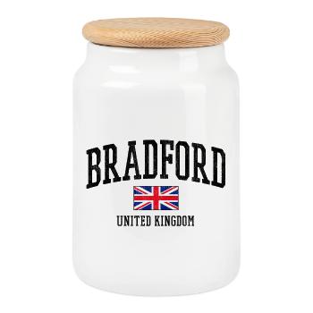 Chemise drapeau Bradford – Motif urbain britannique - Boîte à biscuits avec couvercle en bois - blanc - Devant