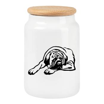 English Mastiff - Keksdose mit Holzdeckel - Weiß - Vorne