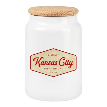 Kansas City États-Unis - Boîte à biscuits avec couvercle en bois - blanc - Devant