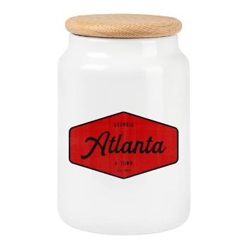 Atlanta A-Town Vintage Abzeichen - Keksdose mit Holzdeckel - Weiß - Vorne
