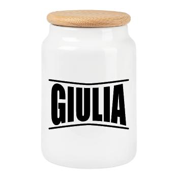 Giulia T-Shirt Geschenkidee T-Shirt - Keksdose mit Holzdeckel - Weiß - Vorne