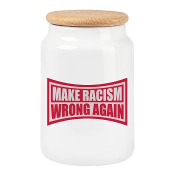 make racism wrong again - Cookie Jar with Wooden Lid - white - Front