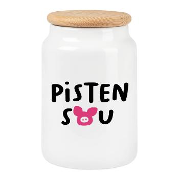 Pistensau Skipiste Quotes Skiurlaub Après-Ski Fun - Keksdose mit Holzdeckel - Weiß - Vorne