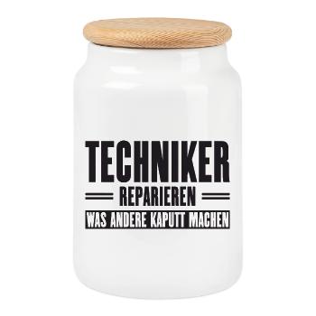 Servicetechniker Support Spruch für Handwerker - Keksdose mit Holzdeckel - Weiß - Vorne
