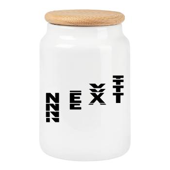 NEXT - Cookie Jar with Wooden Lid - white - Front